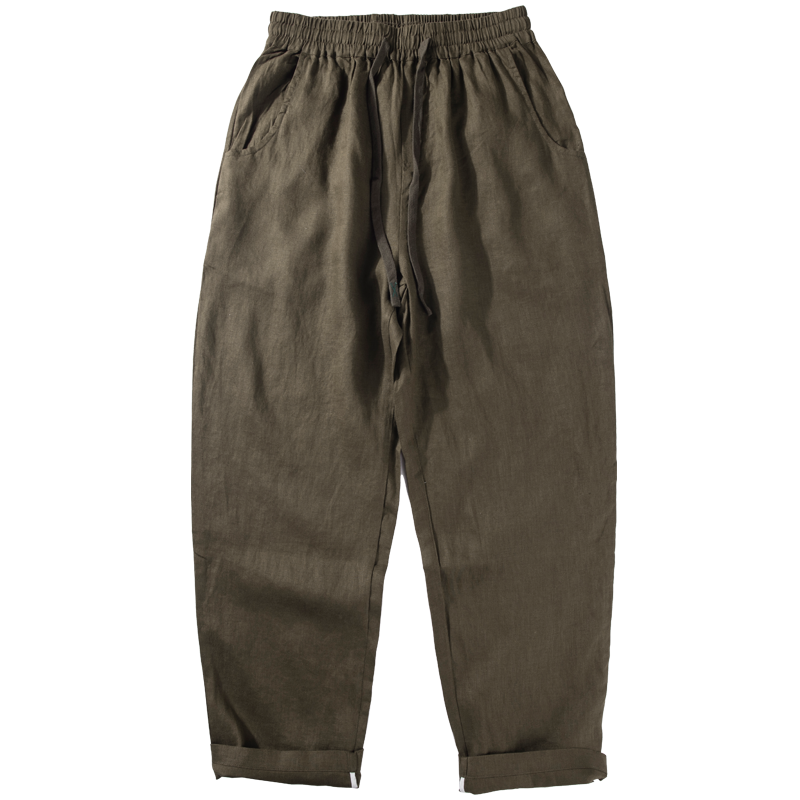 Atmungsaktive Hose mit geradem Bein aus lockerem Leinen