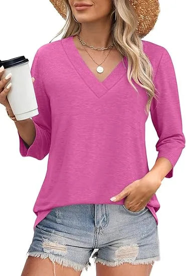 Carine - T-shirt mit V-Ausschnitt