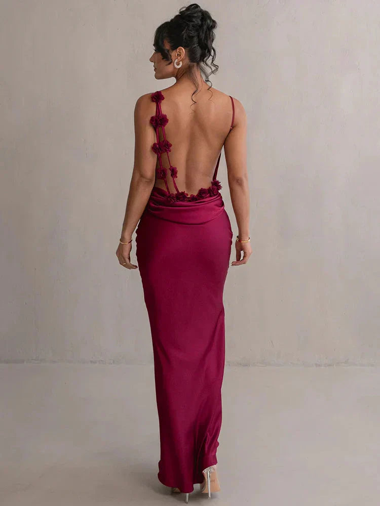 Cassiane - Kleid aus Satin mit Blumenmuster