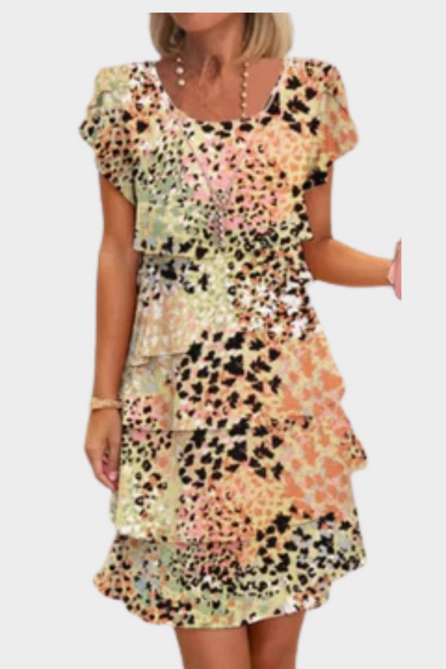 Eri - Buntes, vielseitiges und stilisiertes Paillettenkleid mit Leopardenprint