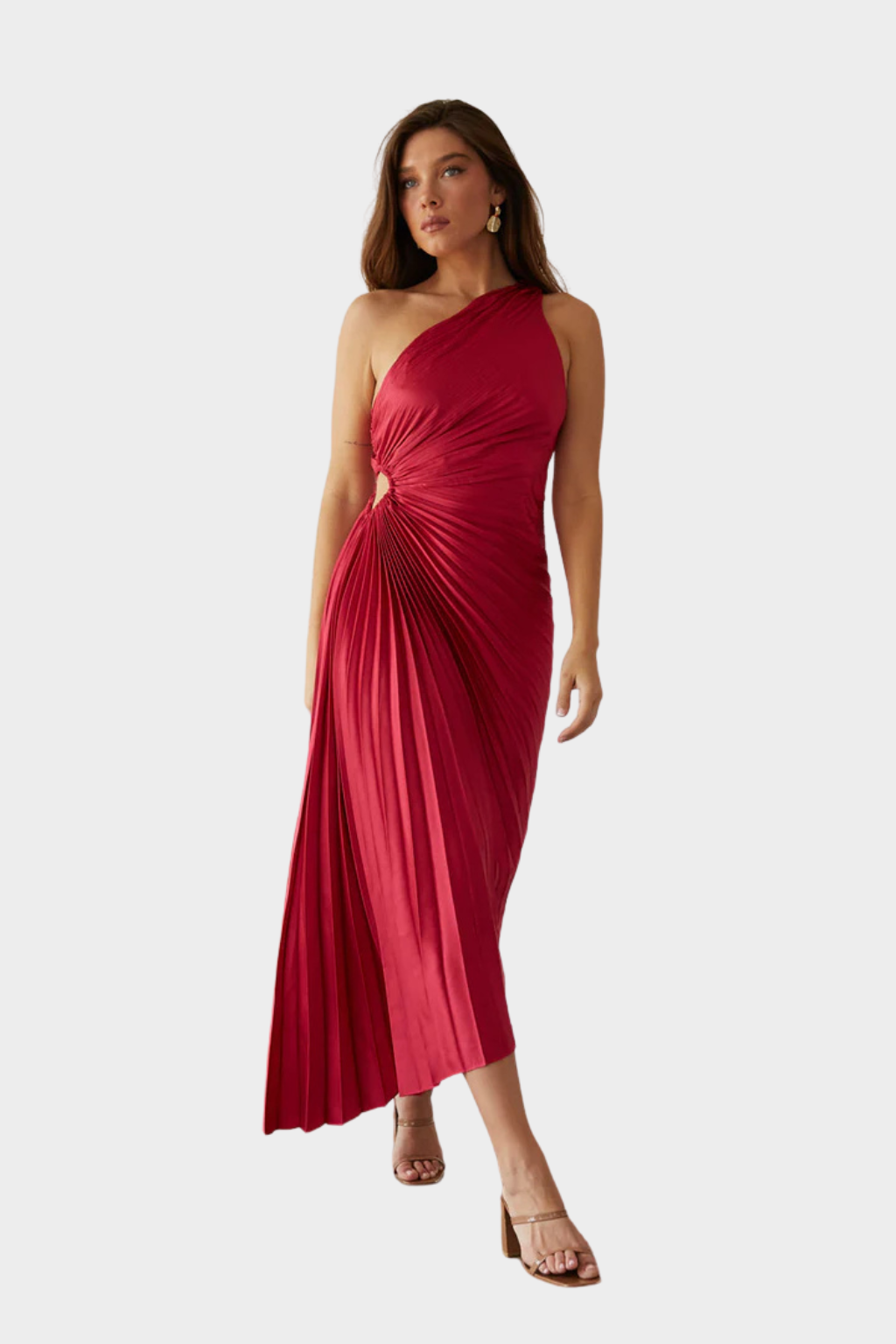 Sylviana - Ein-Schulter-Kleid mit Plissee Midi