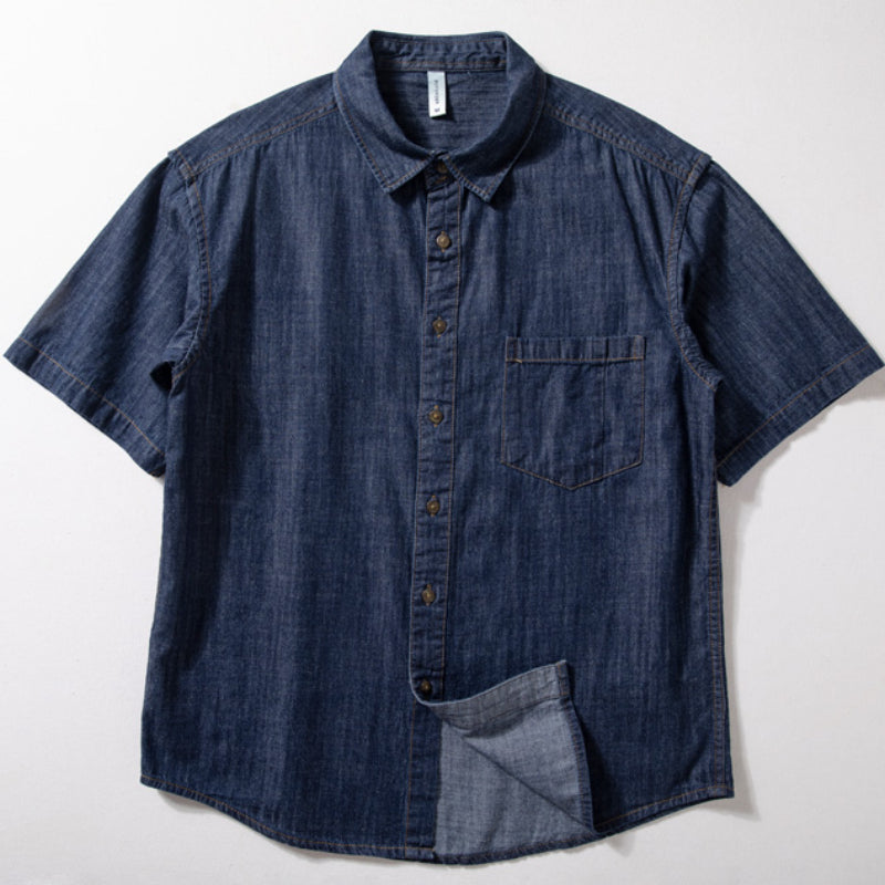 Denim - Lose dünnes Retro-Arbeitskleidungs-T-Shirt