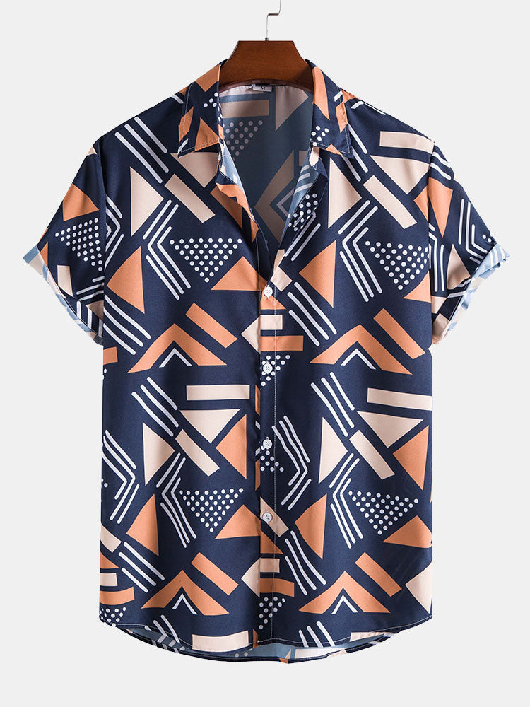 Geometrisch bedrucktes Hemd & Badeshorts