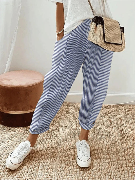 KRISTIN - BEQUEME GESTREIFTE RETRO-HOSE