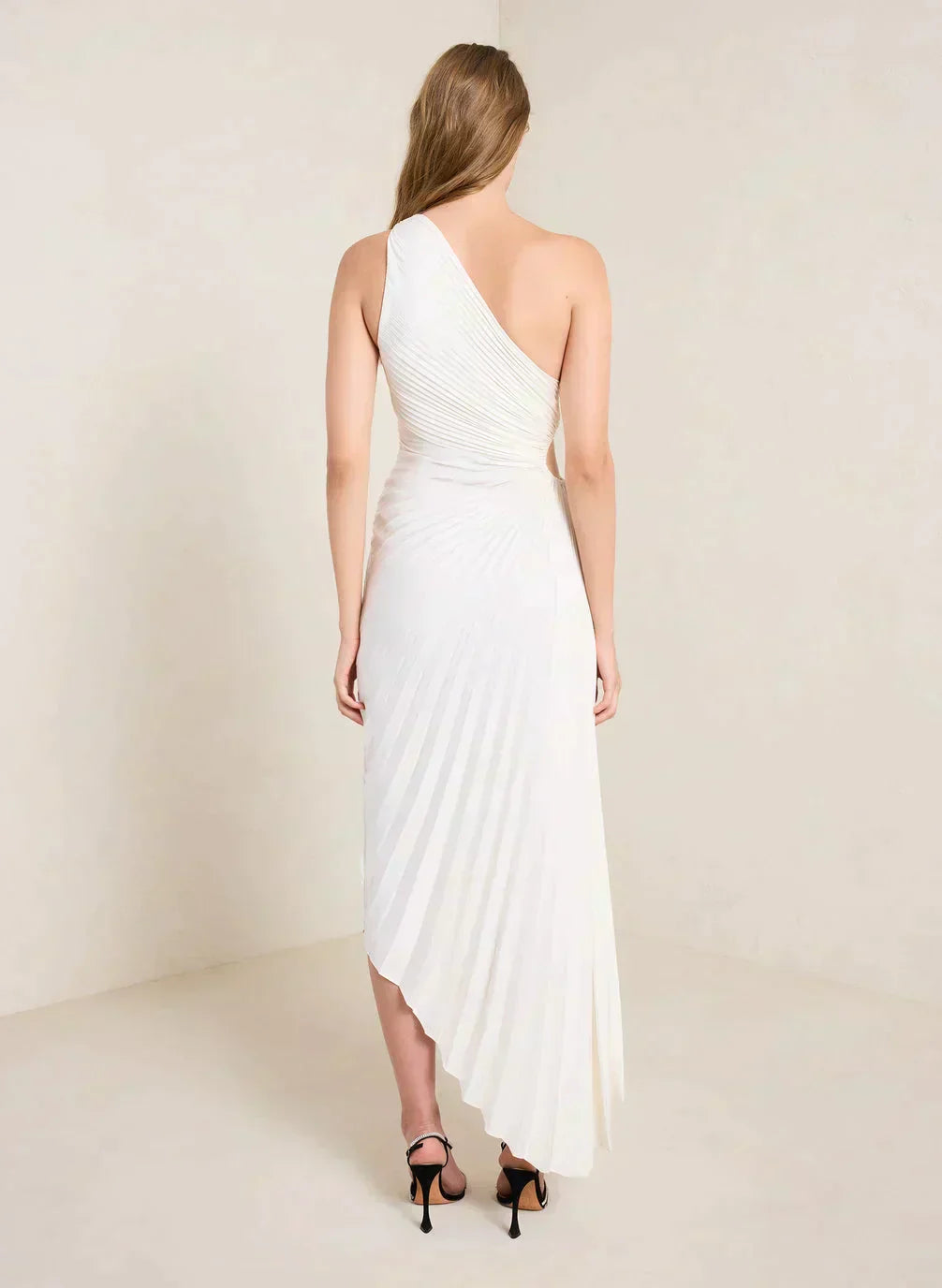 Sylviana - Ein-Schulter-Kleid mit Plissee Midi