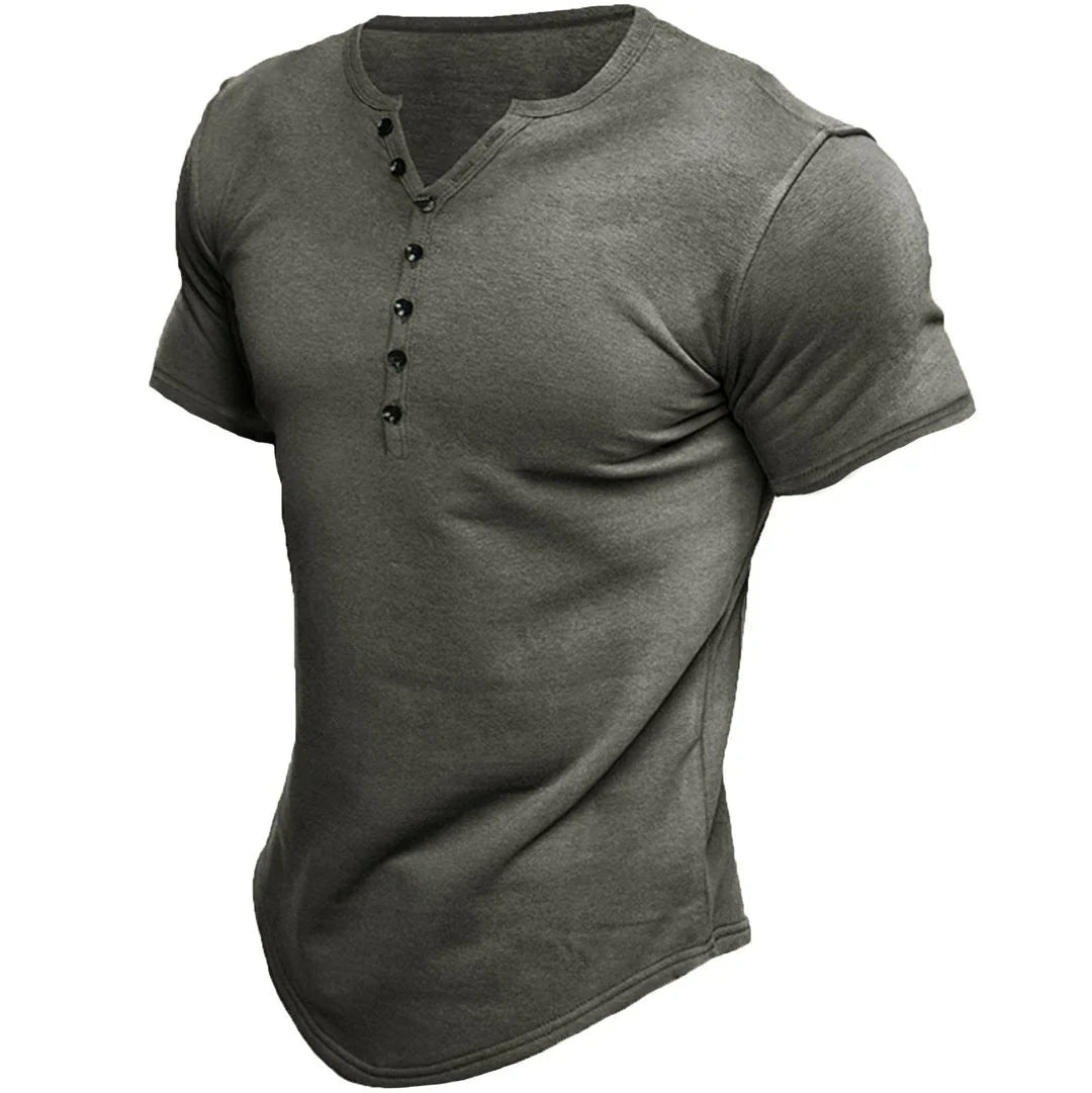Chad - Stilvolles Henley-Shirt mit kurzen Ärmeln