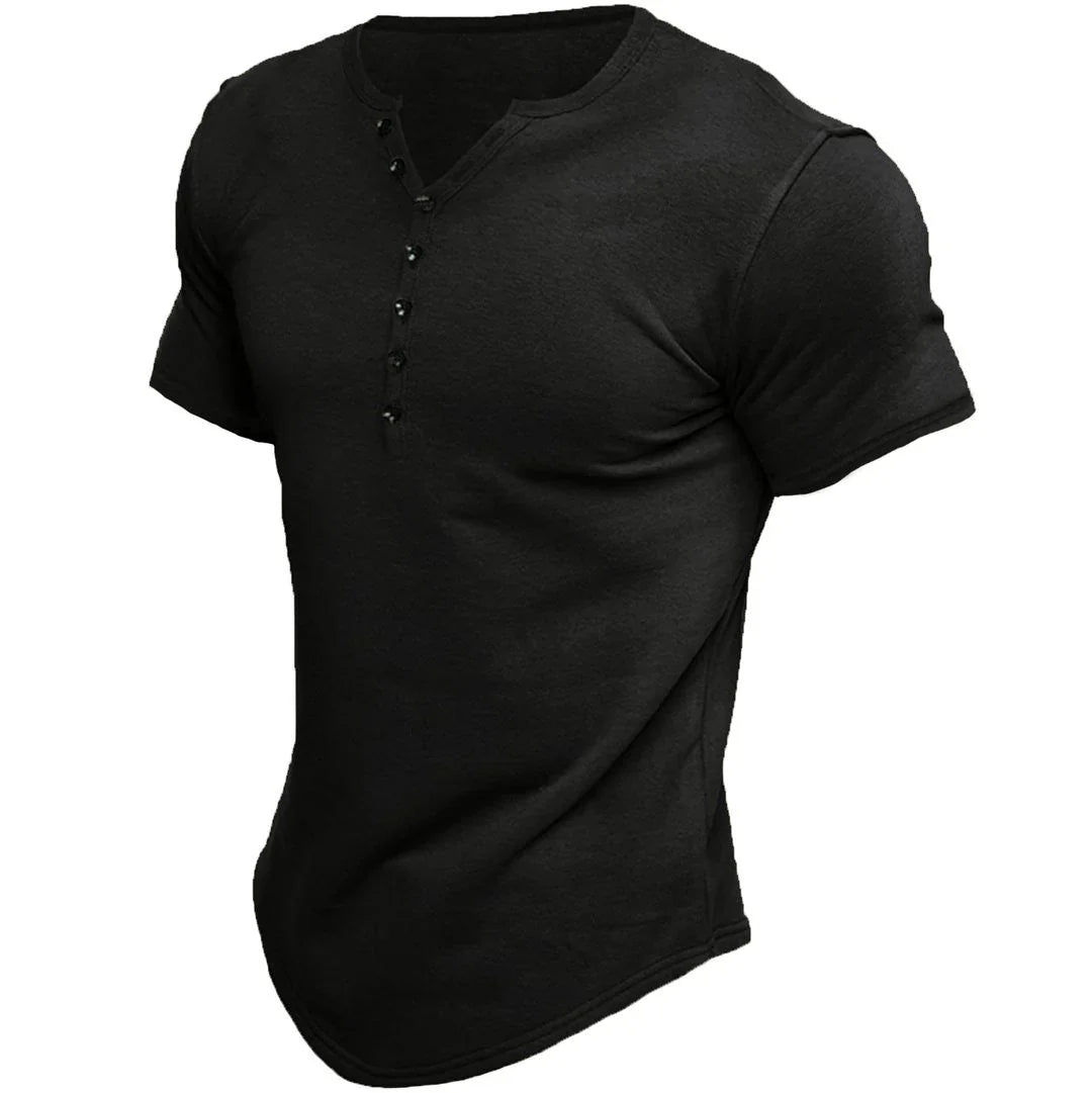Chad - Stilvolles Henley-Shirt mit kurzen Ärmeln