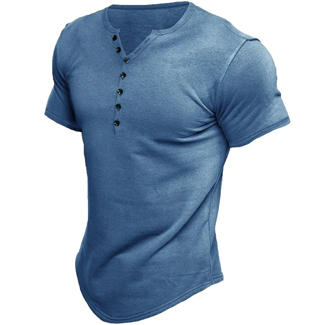 Chad - Stilvolles Henley-Shirt mit kurzen Ärmeln