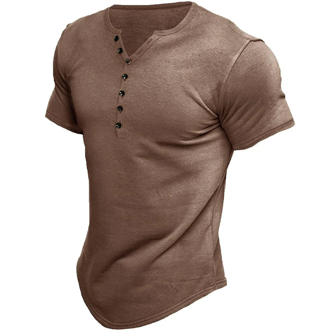 Chad - Stilvolles Henley-Shirt mit kurzen Ärmeln