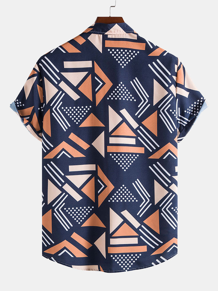 Geometrisch bedrucktes Hemd & Badeshorts