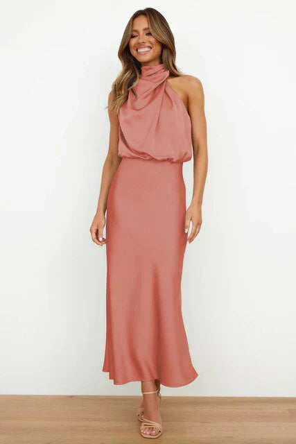 Julia - Stehkragen Halterkleid ohne Ärmel