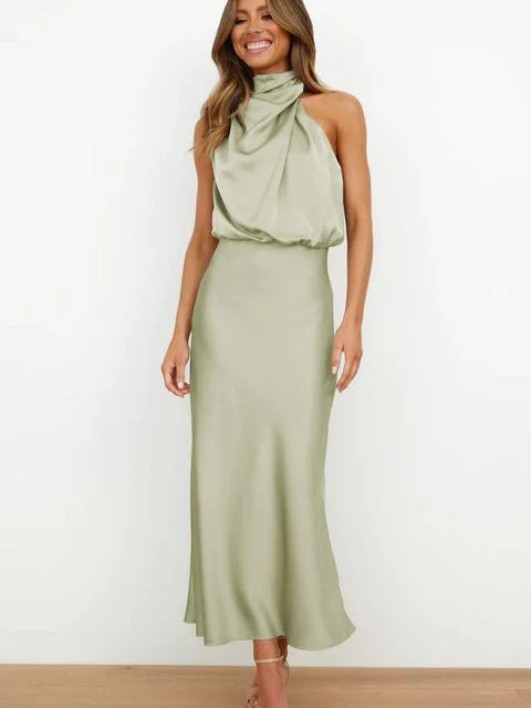 Julia - Stehkragen Halterkleid ohne Ärmel