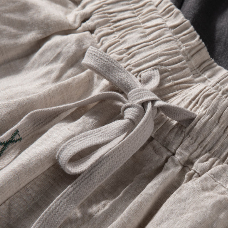 Atmungsaktive Hose mit geradem Bein aus lockerem Leinen