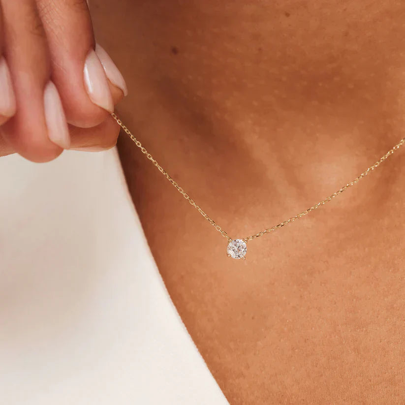 Cléa Moissanit Stein Halskette | Gold 14k