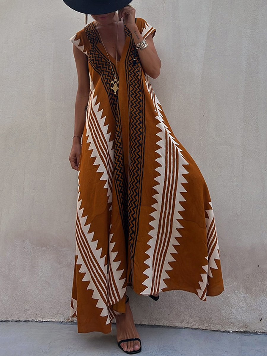 Boho | Ärmelloses Kleid mit V-Ausschnitt