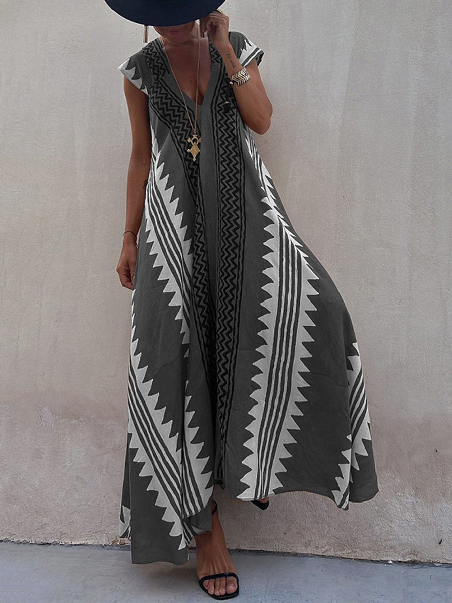 Boho | Ärmelloses Kleid mit V-Ausschnitt