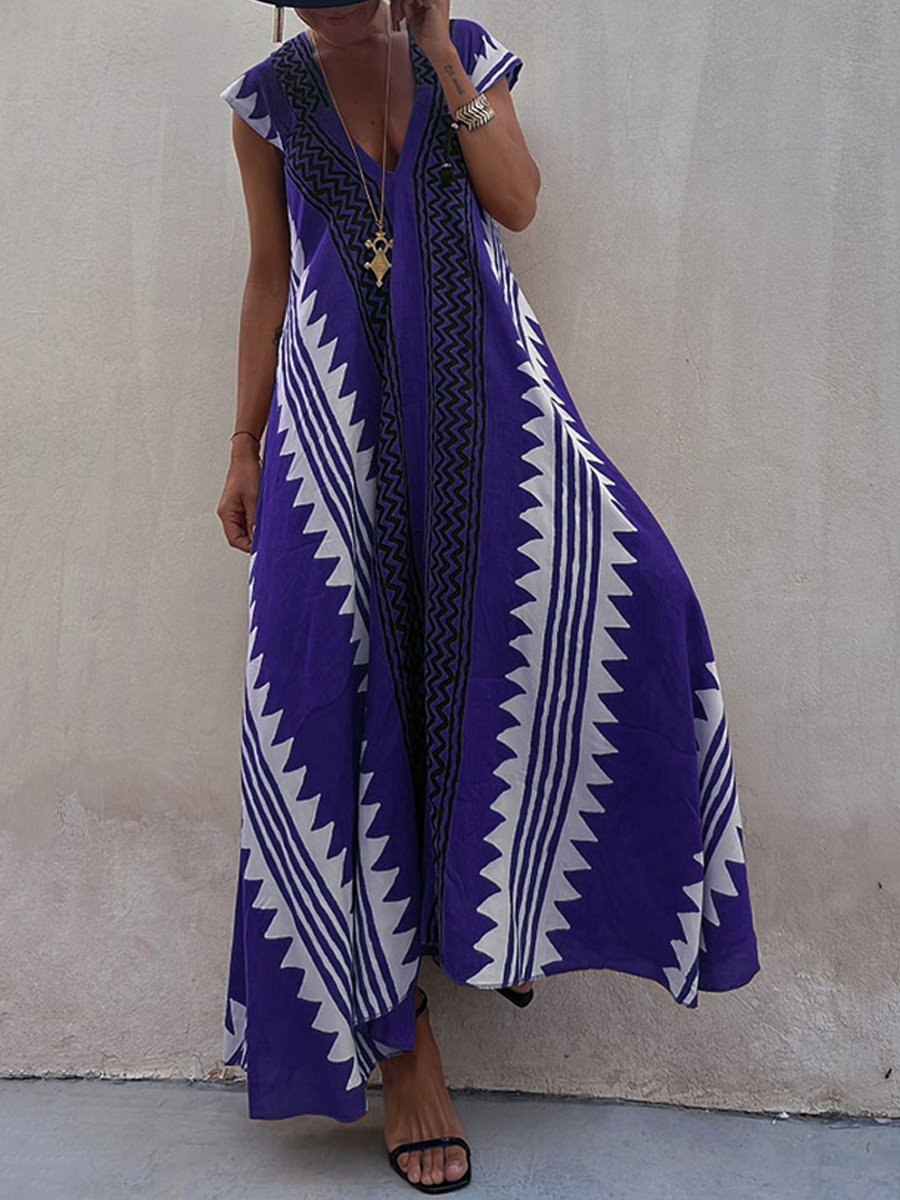Boho | Ärmelloses Kleid mit V-Ausschnitt