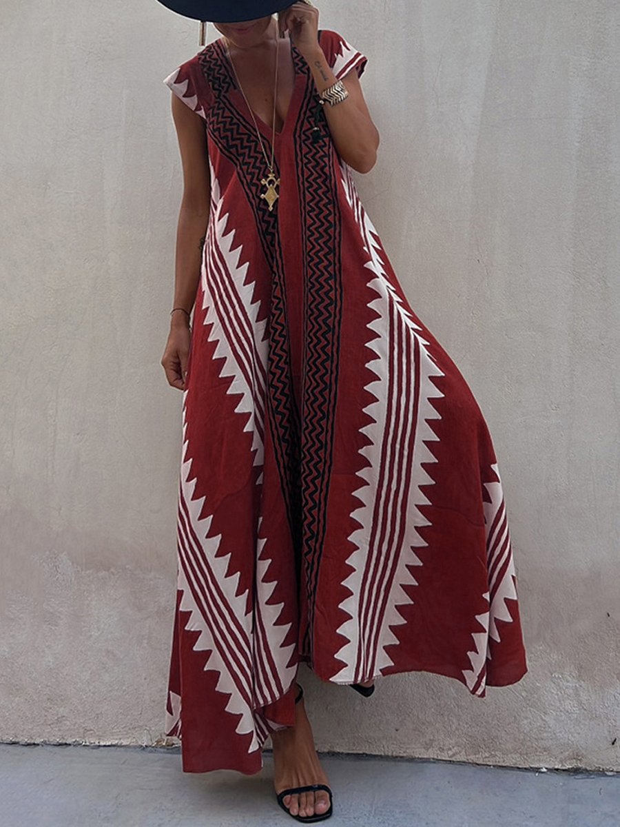 Boho | Ärmelloses Kleid mit V-Ausschnitt