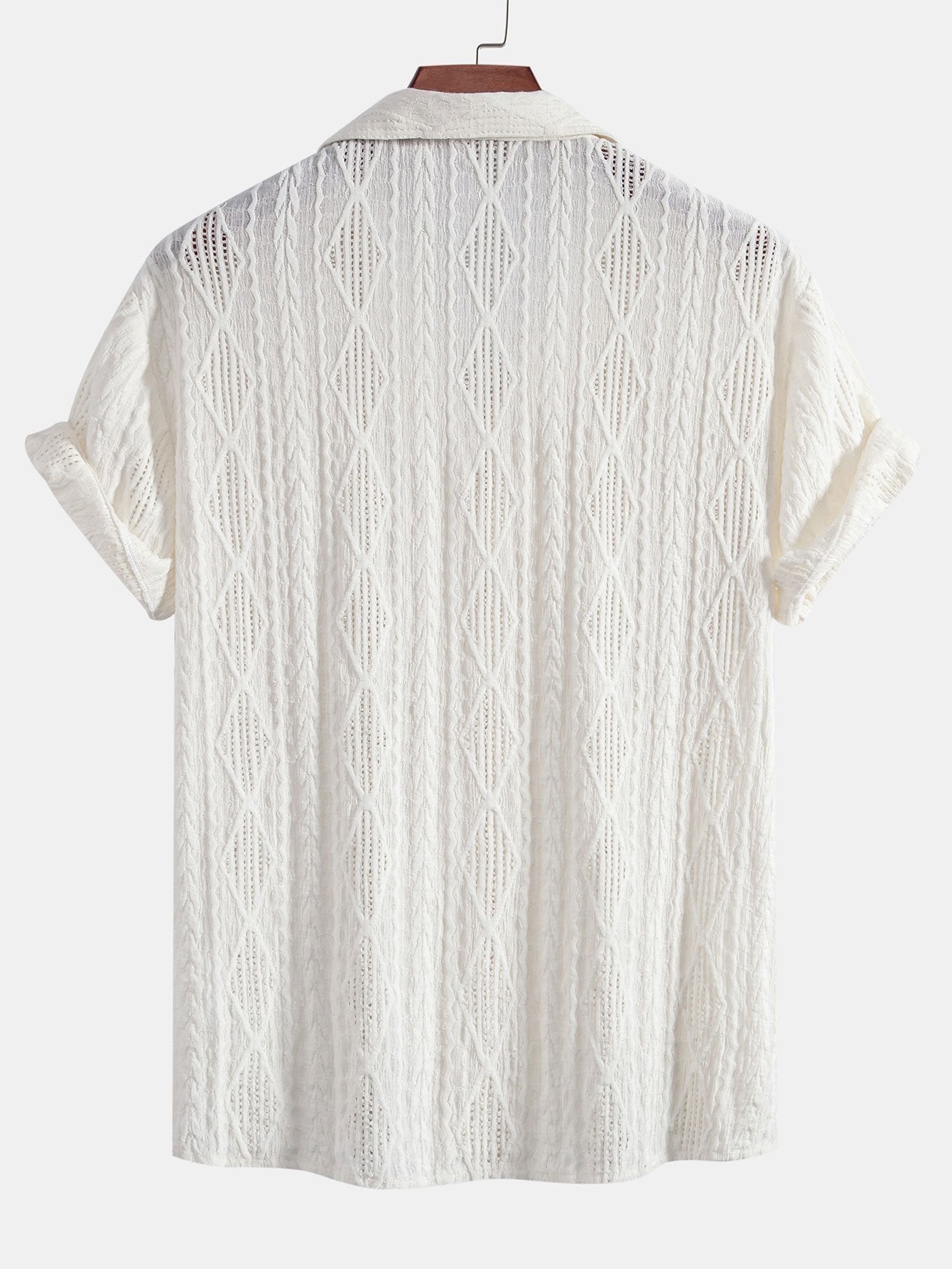Geometrisches Jacquard-Ösen-Hemd im kubanischen Stil