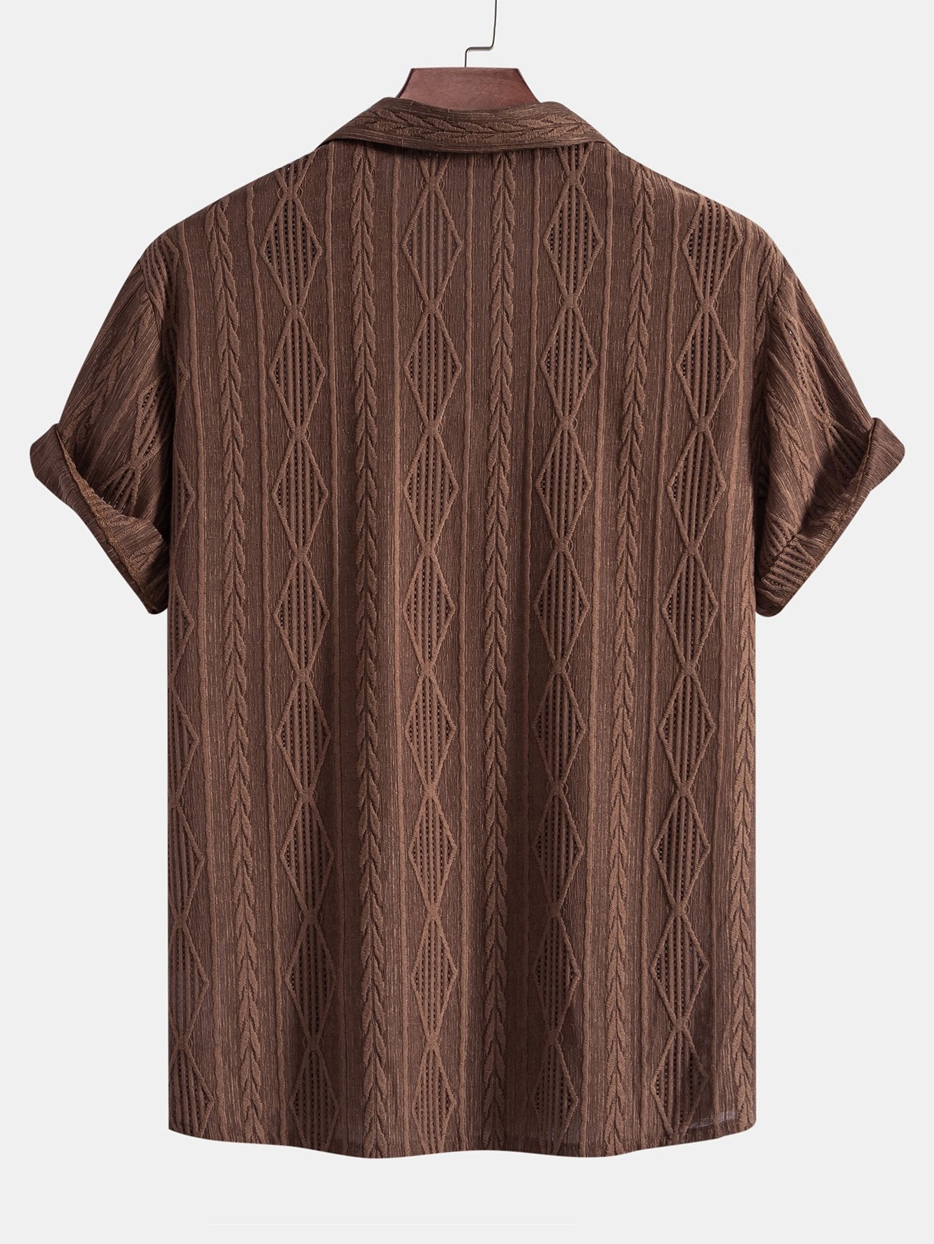 Geometrisches Jacquard-Ösen-Hemd im kubanischen Stil