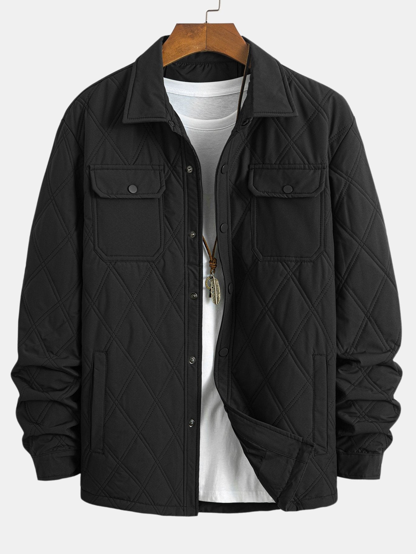 Gestepptes Overshirt mit Knöpfen