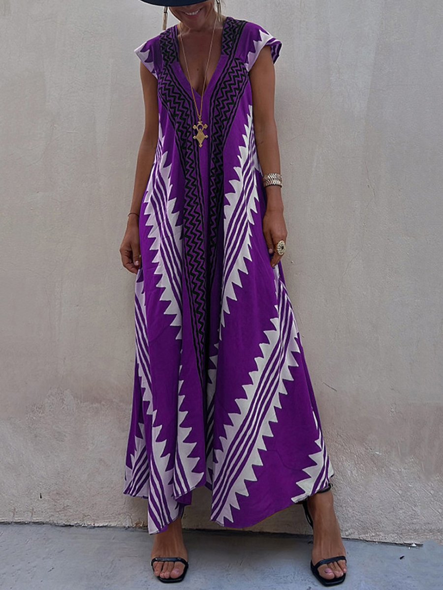 Boho | Ärmelloses Kleid mit V-Ausschnitt
