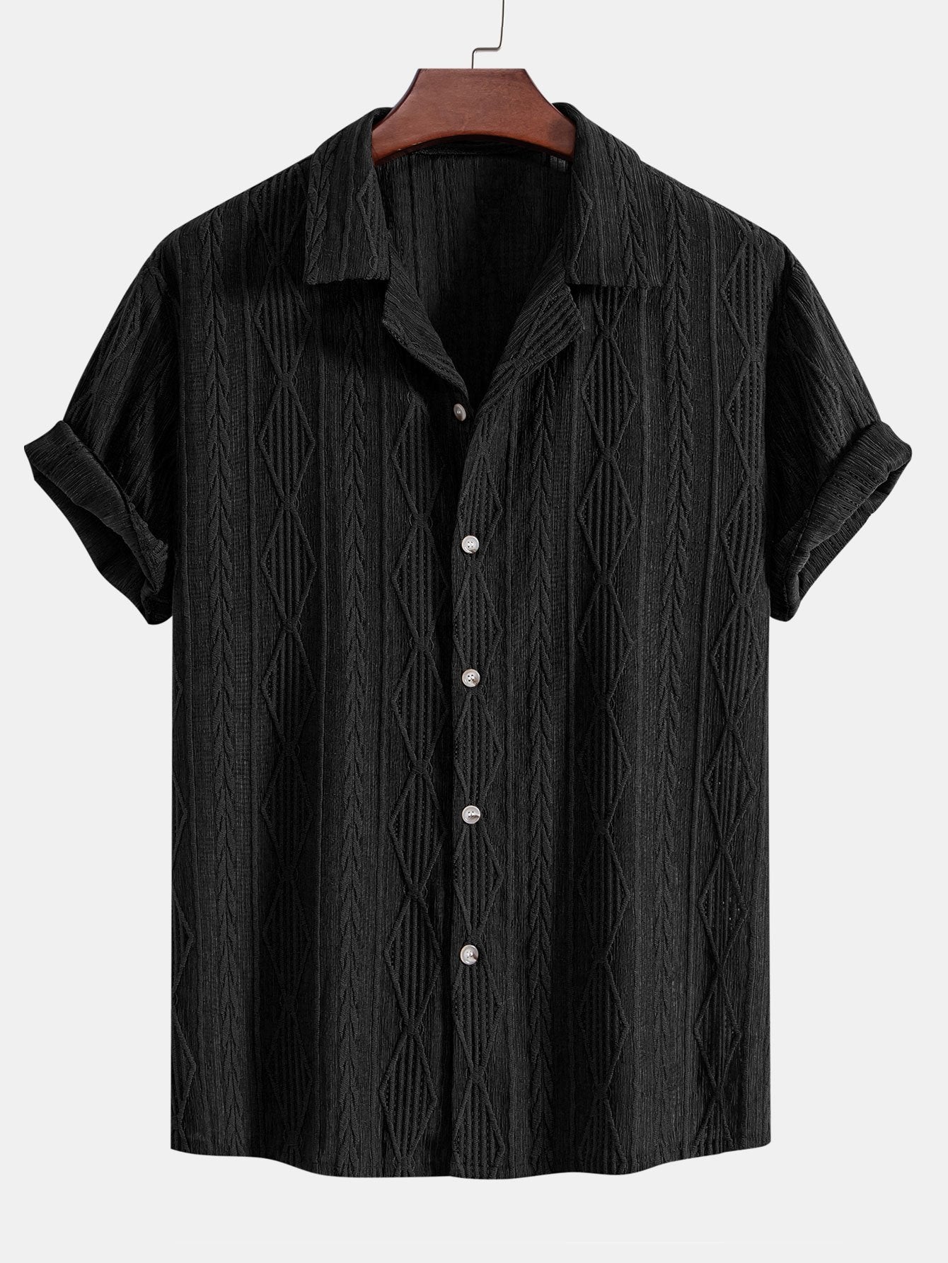 Geometrisches Jacquard-Ösen-Hemd im kubanischen Stil