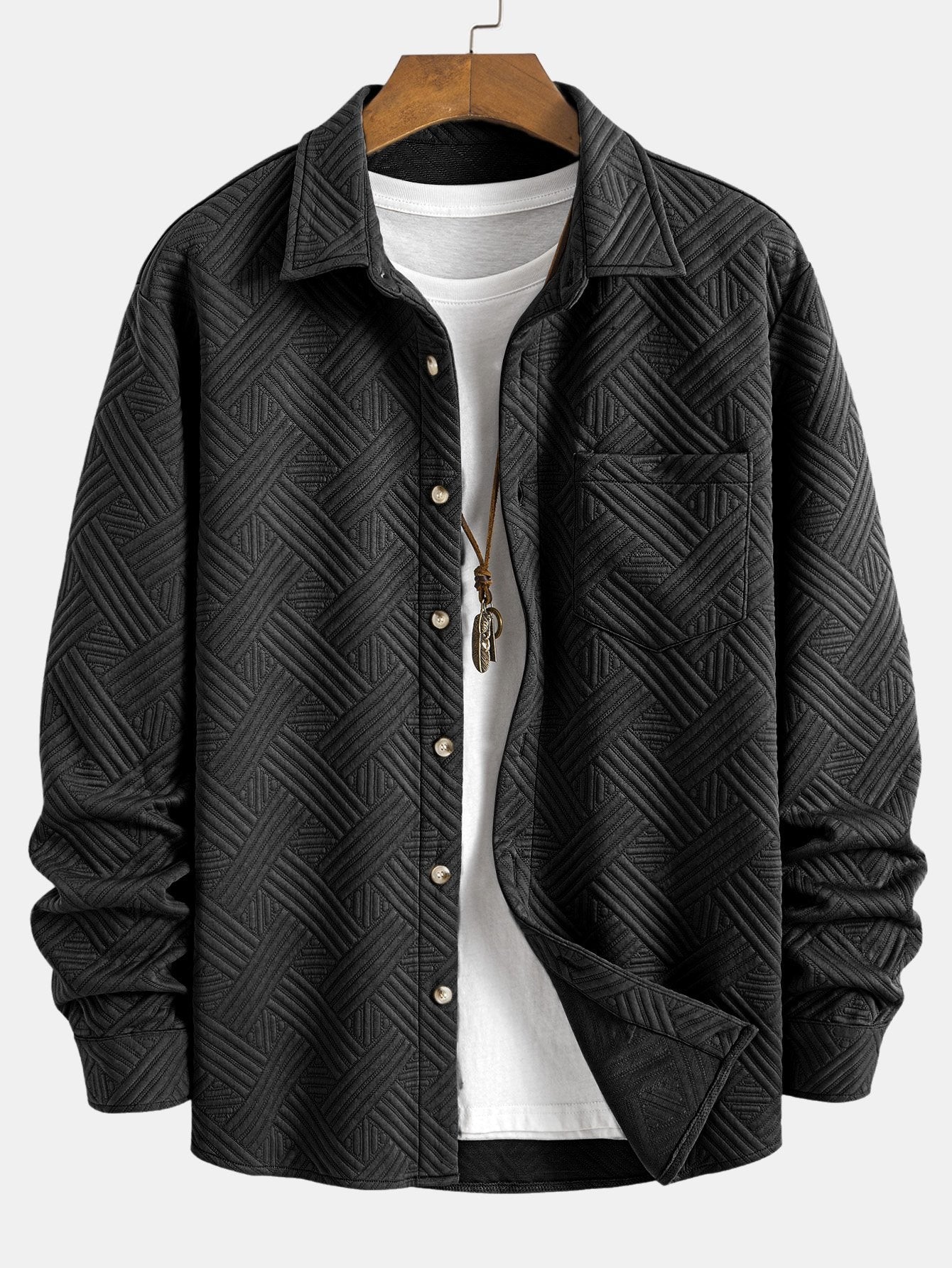 Gestreiftes Jacquard-Hemd mit Knöpfen