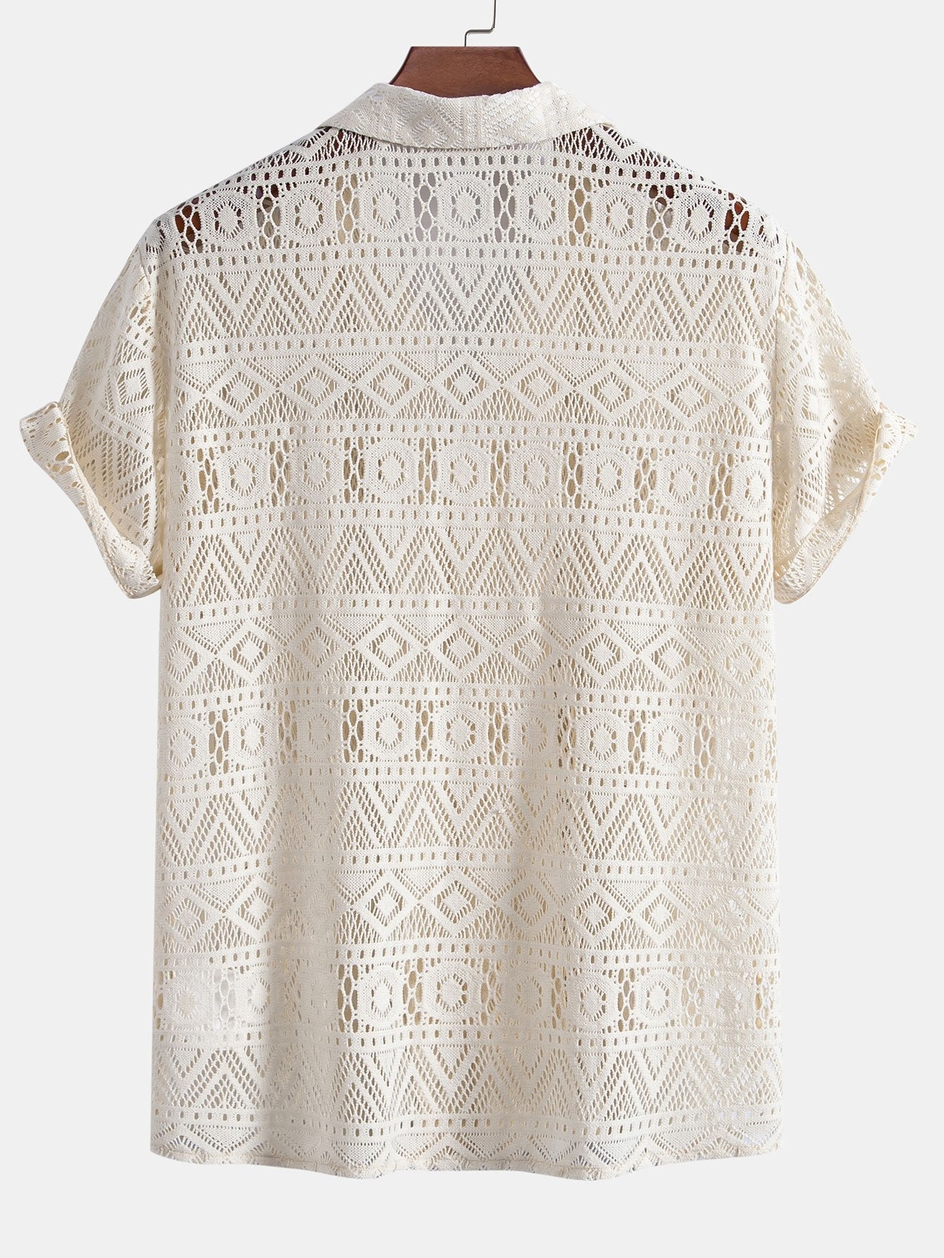 Kurzärmeliges kubanisches Hemd mit geometrischem Strukturmuster