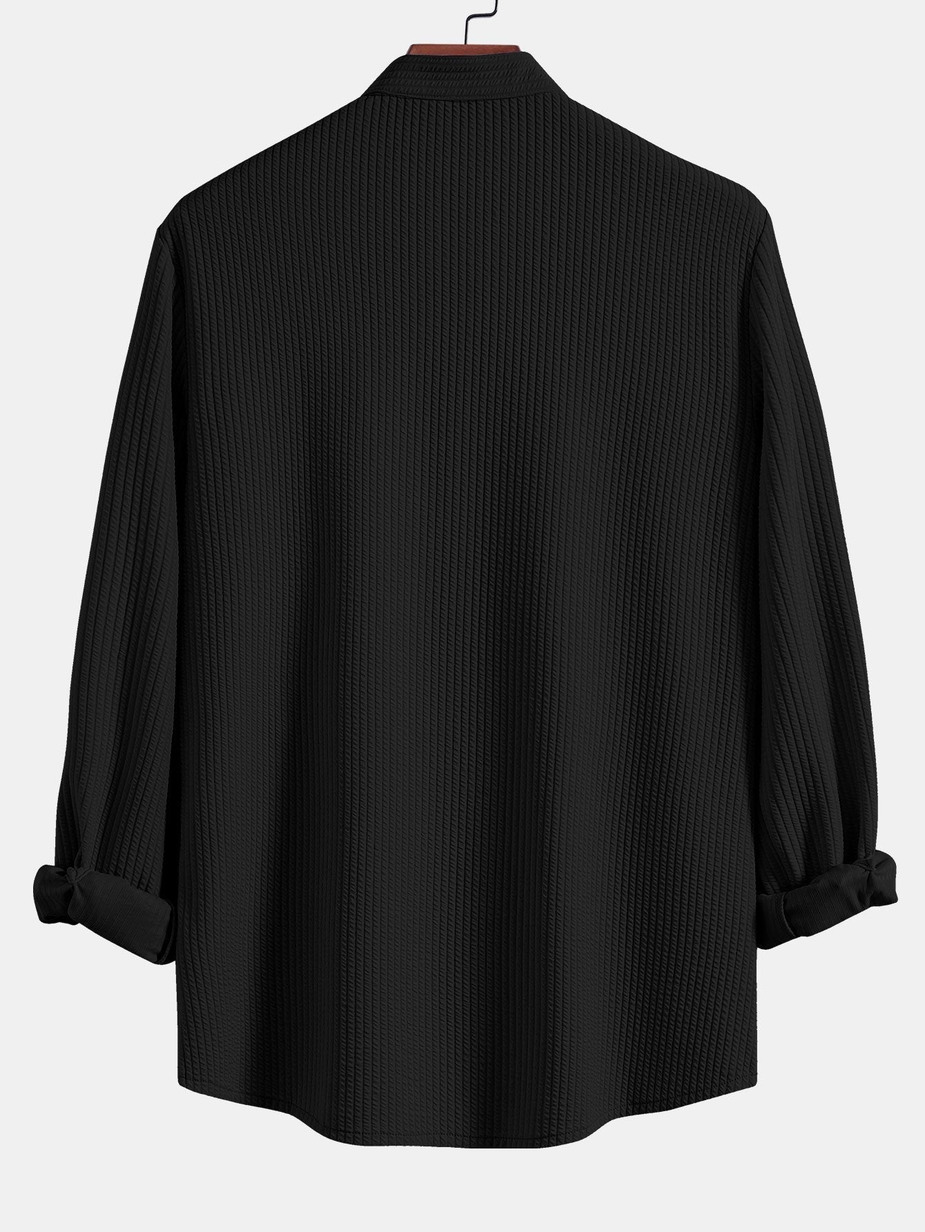 Langärmliges, figurbetontes Hemd mit geripptem Stehkragen