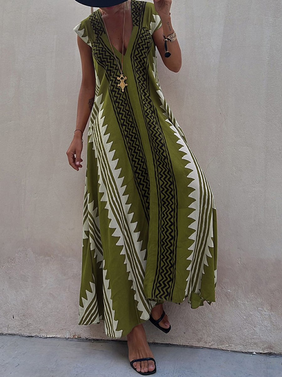 Boho | Ärmelloses Kleid mit V-Ausschnitt