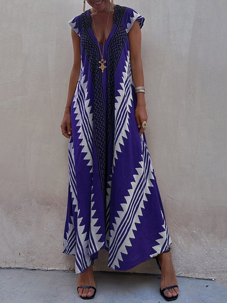 Boho | Ärmelloses Kleid mit V-Ausschnitt