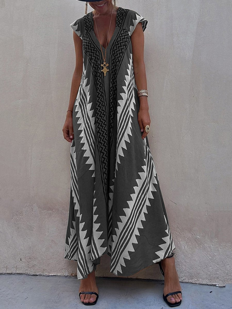 Boho | Ärmelloses Kleid mit V-Ausschnitt