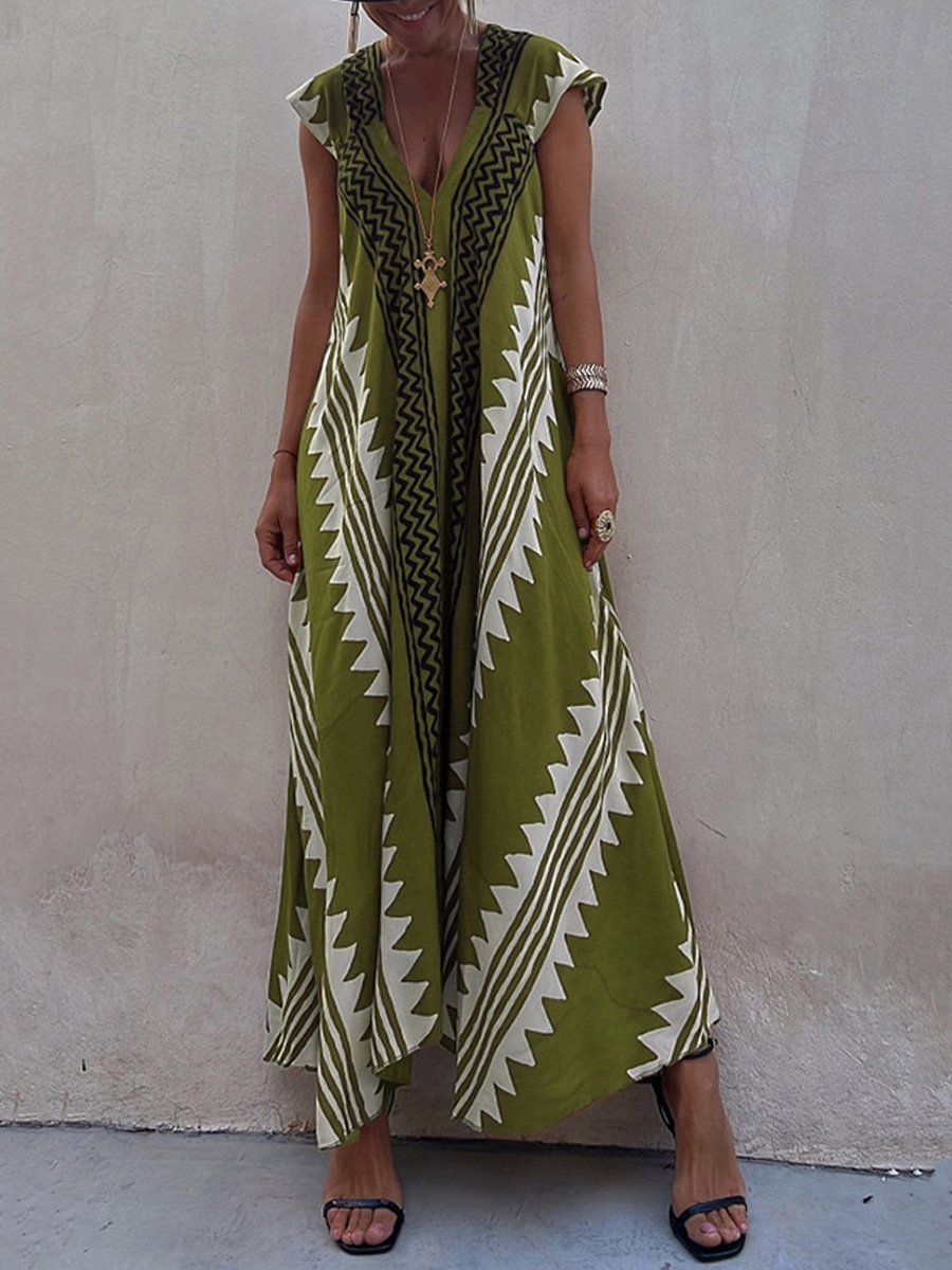 Boho | Ärmelloses Kleid mit V-Ausschnitt
