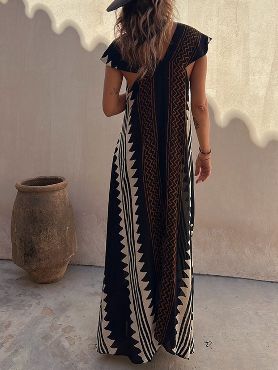 Boho | Ärmelloses Kleid mit V-Ausschnitt