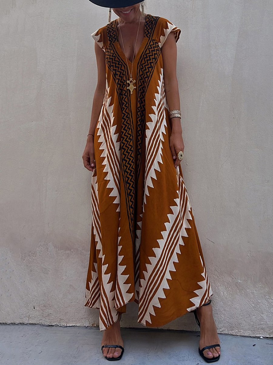 Boho | Ärmelloses Kleid mit V-Ausschnitt