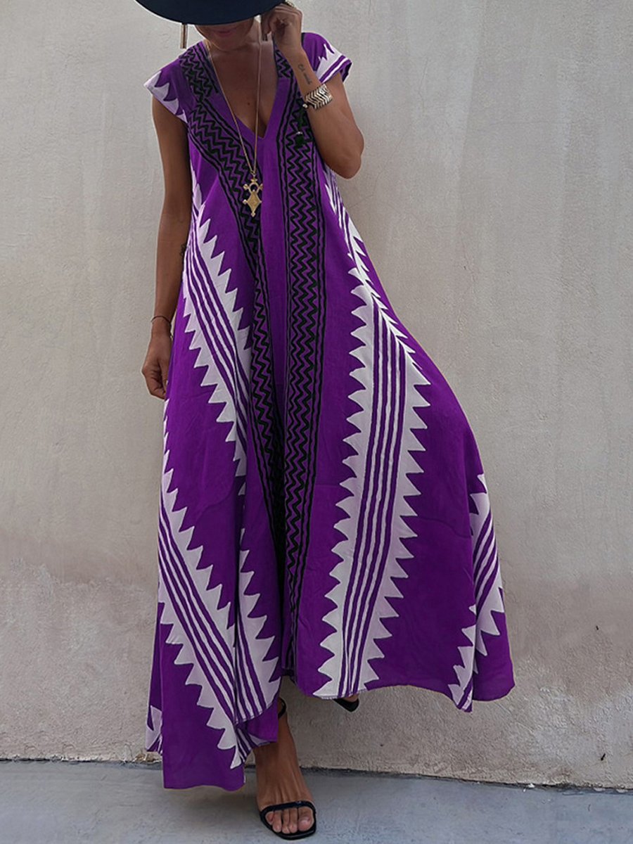 Boho | Ärmelloses Kleid mit V-Ausschnitt