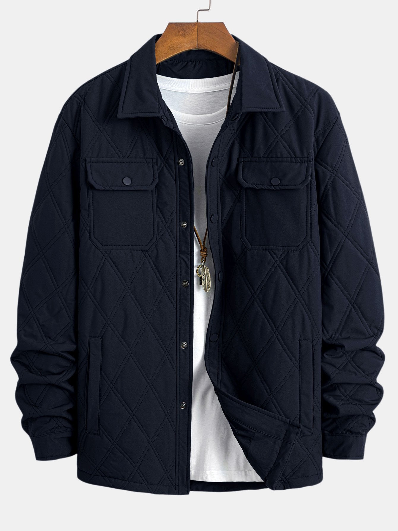 Gestepptes Overshirt mit Knöpfen