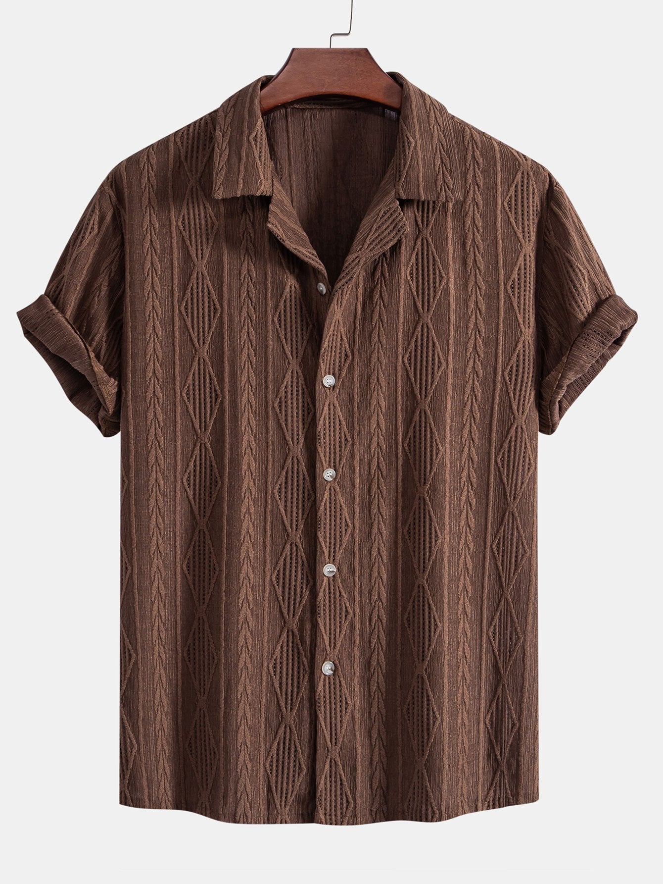 Geometrisches Jacquard-Ösen-Hemd im kubanischen Stil