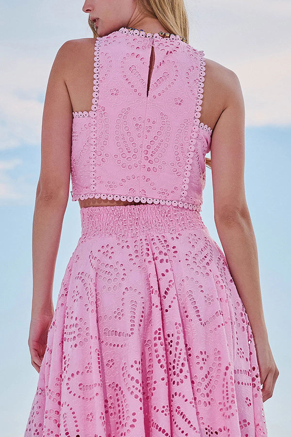 Lott - Zweiteiliges Set mit Stickerei und hochtailliertem langen Rock mit Taschen