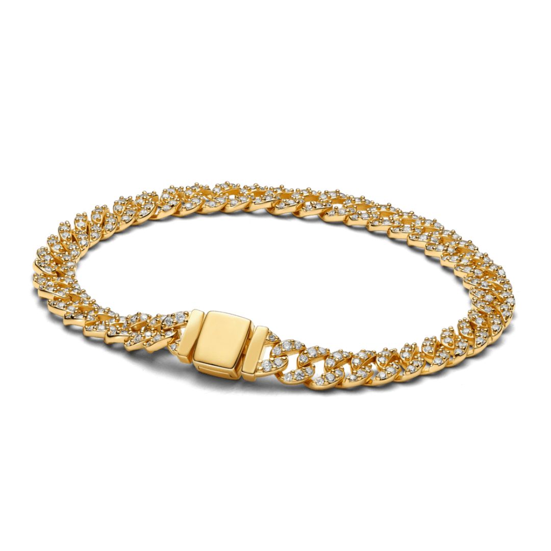 Moissanit Kubanisches Armband | Gold 18k