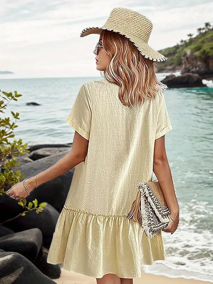 Isla - Volantsaum Kleid mit Knopfleiste