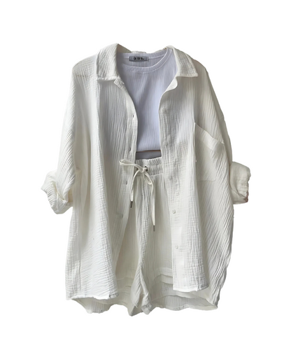 Maylee - Baumwoll-Shorts mit Knopfleiste