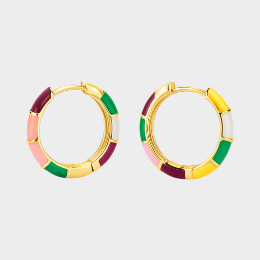 Elegante Ohrringe mit mehrfarbiger Emaille in Gold