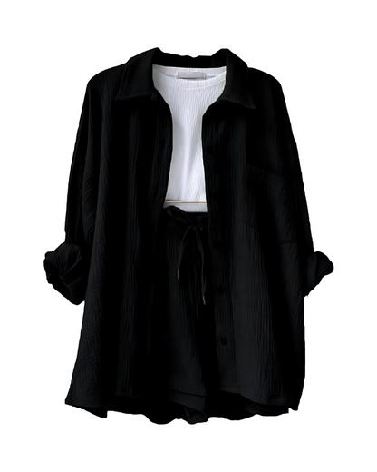 Maylee - Baumwoll-Shorts mit Knopfleiste