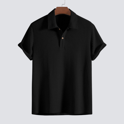 Massimo - Waffelgestricktes Poloshirt