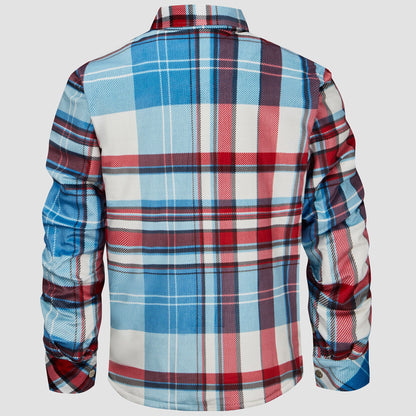 Rot-blau kariertes Flanellhemd mit Knopfleiste Jacke