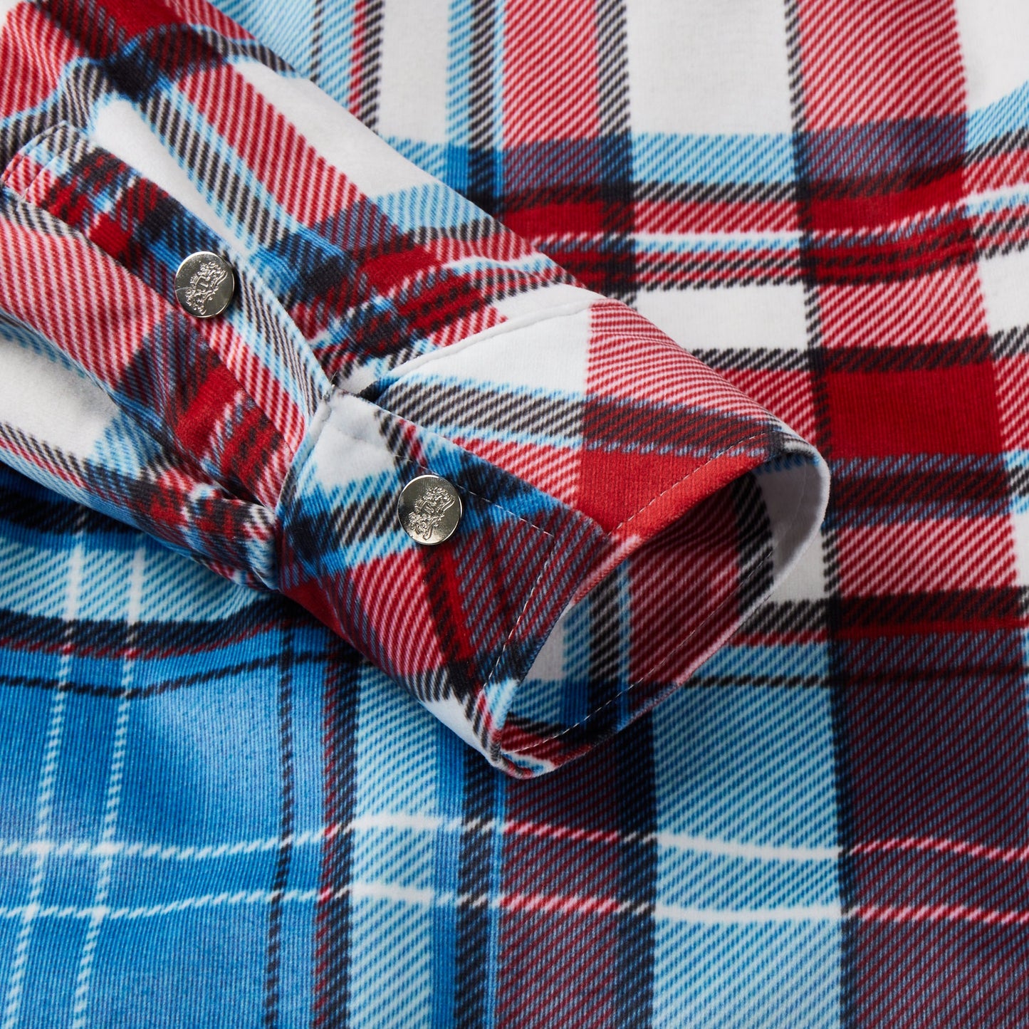 Rot-blau kariertes Flanellhemd mit Knopfleiste Jacke