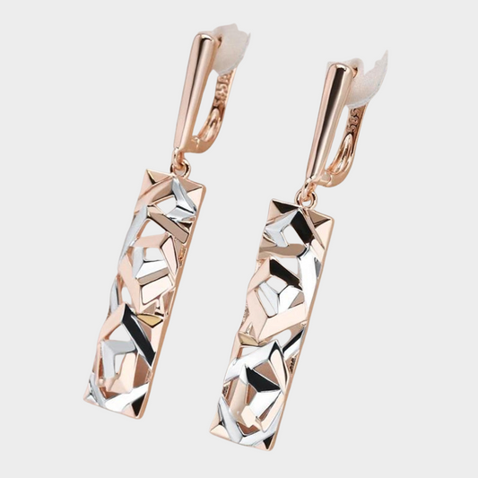 Elegante rechteckige Ohrringe aus Gold und Silber