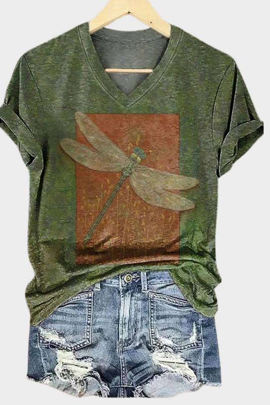 Sonja - Vintage T-Shirt mit Libellenaufdruck